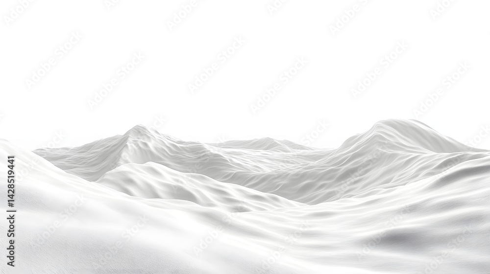 Surreal snowy landscape pure white background digital art minimalistic design wide angle view Surreal snowy landscape pure white background digital art minimalistic design wide angle view