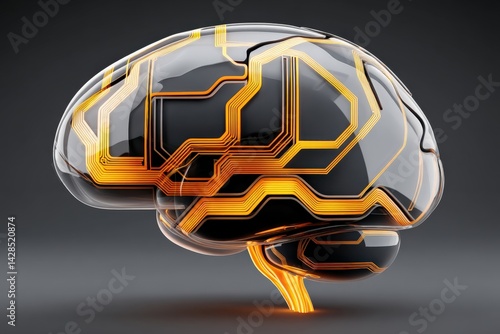 Obraz na płótnie Conceptual Brain with Circuit Pattern for Technology and Innovation w salonie