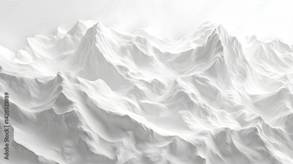 Obraz premium Majestic snow-capped mountain range pure white background digital art tranquil environment aerial view
