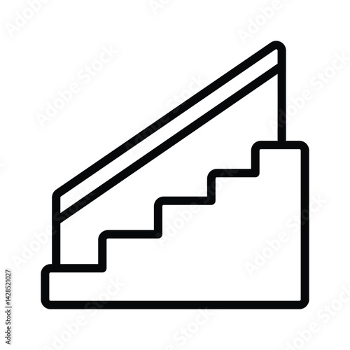 Creatively designed outline style icon of wooden staircase
