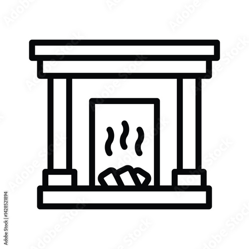 Here is an outline style icon of fireplace decor
