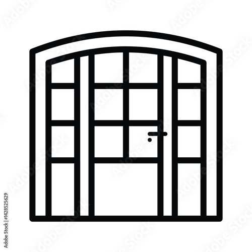 Easy to edit line style icon deciding wooden doorway
