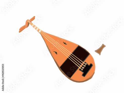 Biwa musical instrument illustration