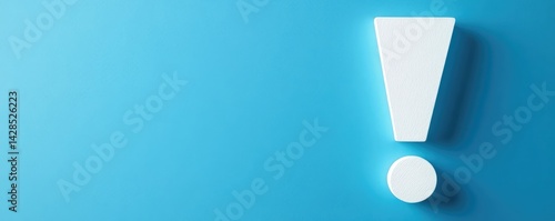 White exclamation point on a light blue background