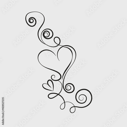 Elegant Swirls and Hearts Design Element for Valentines Day