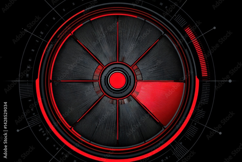 Digital Interface Design with Red and Black Geometric Patterns