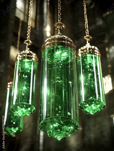 Emerald Chandelier, Ornate Interior