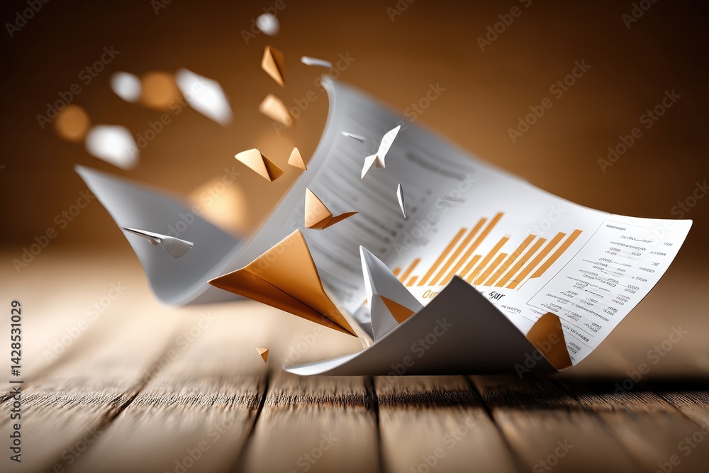 Dynamic Paper Sheet with Financial Graphs and Abstract Elements
