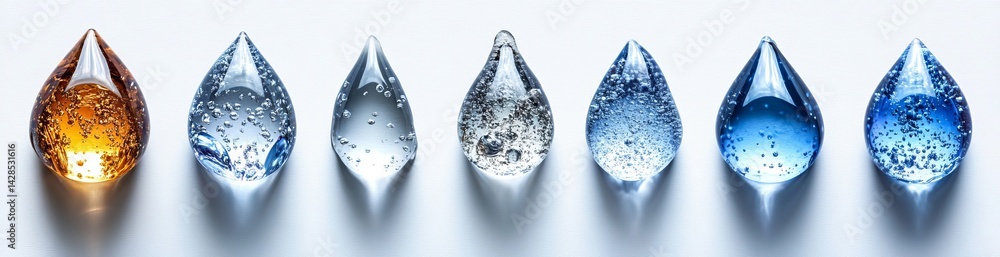 Fototapeta premium Isolated on a transparent white background is a bundle of water drops
