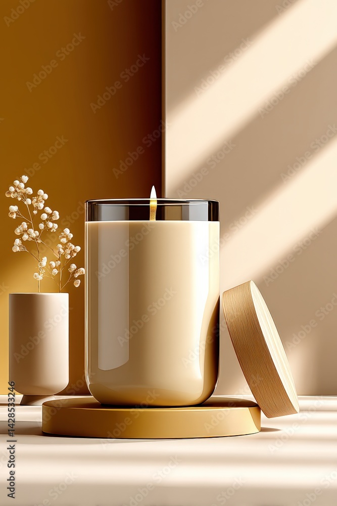 Elegant Candle Display with Minimalist Decor and Soft Lighting Effects