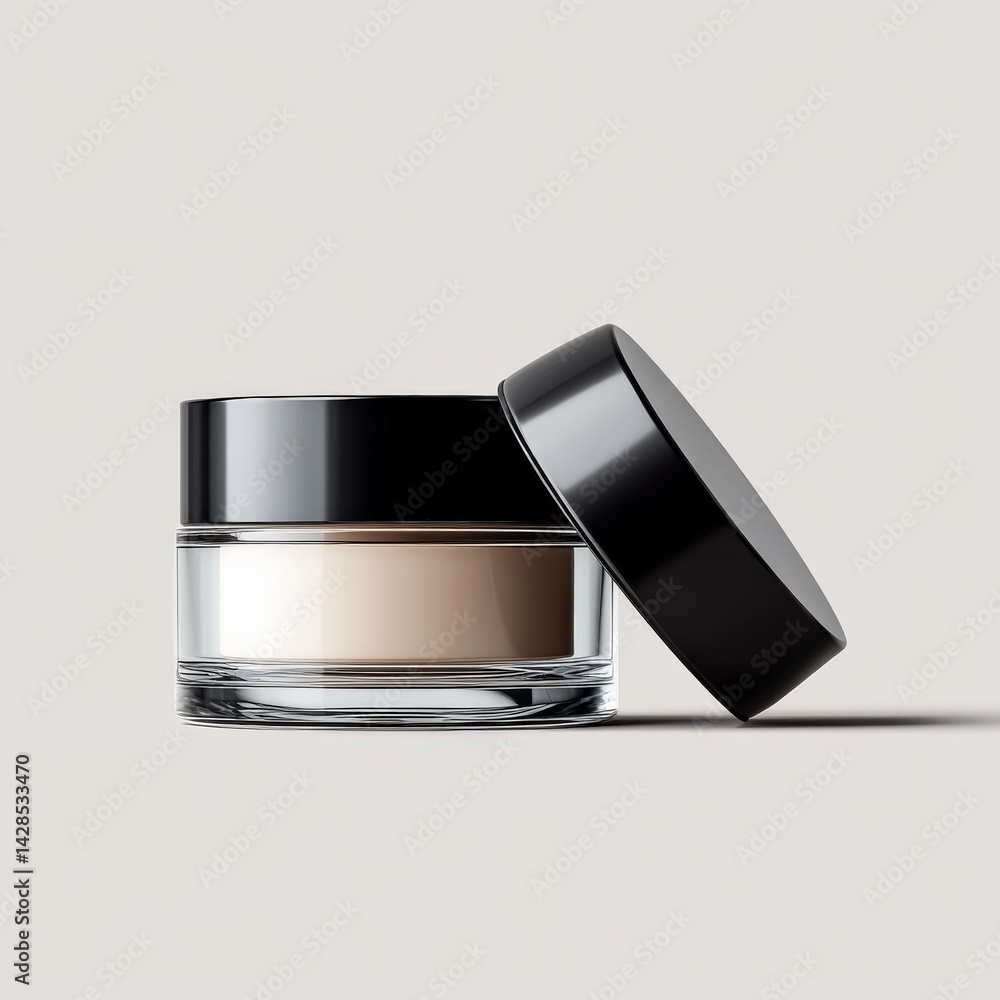 Elegant Clear Jar with Black Lid for Cream and Skincare Products