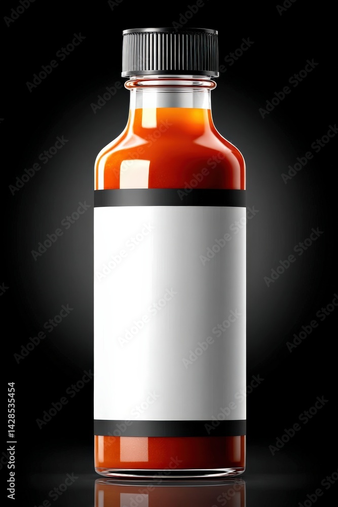 Elegant Glass Bottle with Blank Label on Dark Background Display