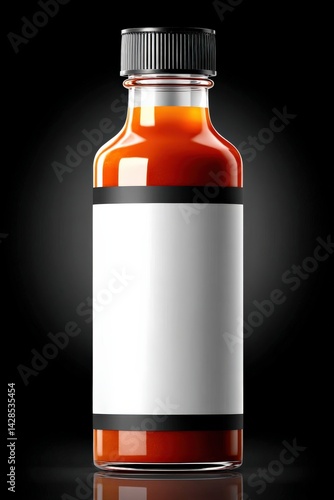 Obraz na płótnie Elegant Glass Bottle with Blank Label on Dark Background Display w salonie