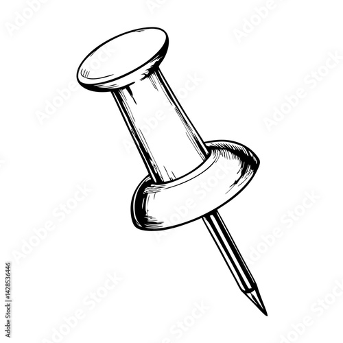 Sketch of a push pin on a white background  