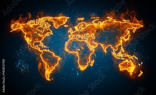 The globe is set ablaze, signifying catastrophic upheaval and annihilation on a global scale