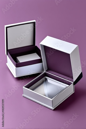 Elegant Open Gift Boxes on a Purple Background for Packaging Ideas