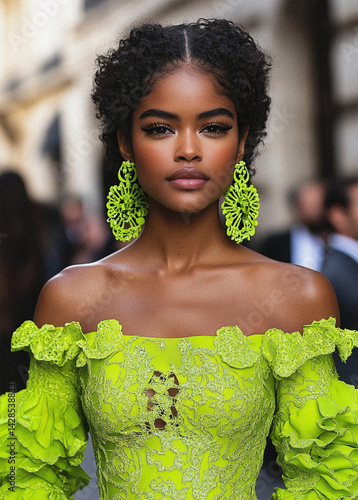 Graceful Black Woman in Couture-Inspired Fashion