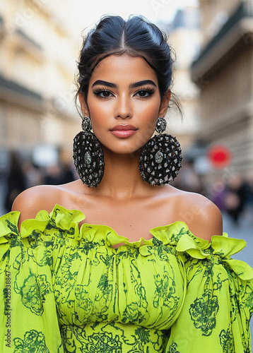 Graceful Black Woman in Couture-Inspired Fashion