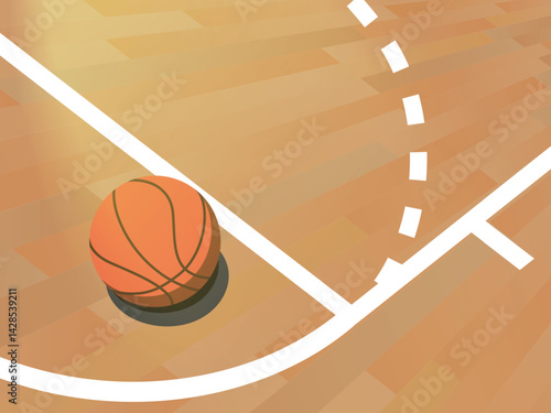 Daily A021 Basketball and basketball court  perspective shows the corner of court vector illustration graphic EPS 10
