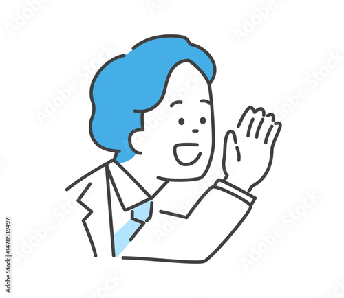 呼びかける男性医師のイラスト　ベクター
