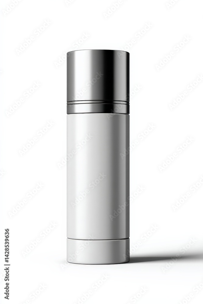 Elegant Stainless Steel Thermos with Minimalist Design on White Background