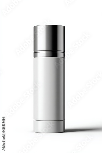 Elegant Stainless Steel Thermos with Minimalist Design on White Background