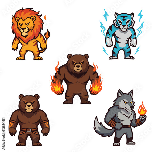 Elemental Animal Mascot Character Set