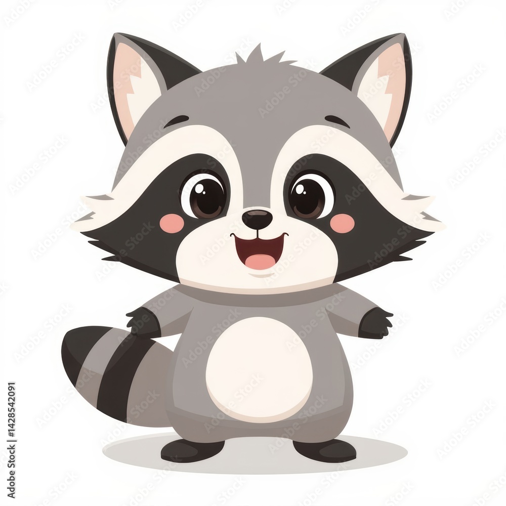 Cheerful cartoon raccoon character stands playfully in a simple background, showcasing a friendly and adorable demeanor Generative AI Cheerful cartoon raccoon character stands playfully in a simple background, showcasing a friendly and adorable demeanor Generative AI
