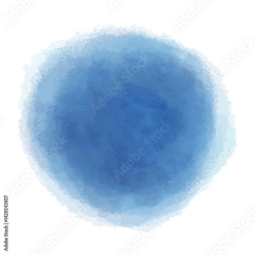 手描き水彩のまる（あお）