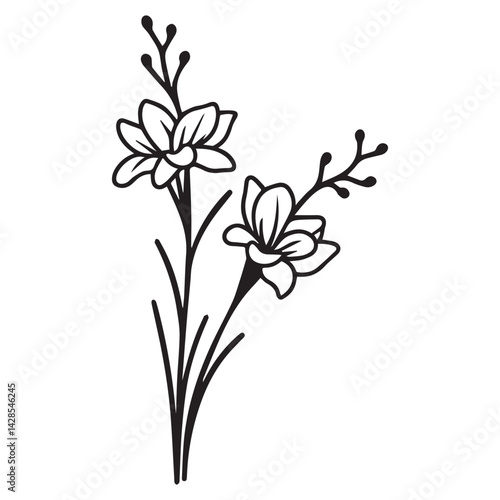 Wallpaper Mural freesia hand drawing illustration silhouette Torontodigital.ca