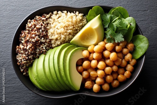 Obraz na płótnie Fresh Healthy Bowl with Quinoa, Avocado, Chickpeas and Greens w salonie
