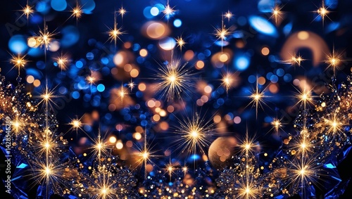 golden and blue Christmas background