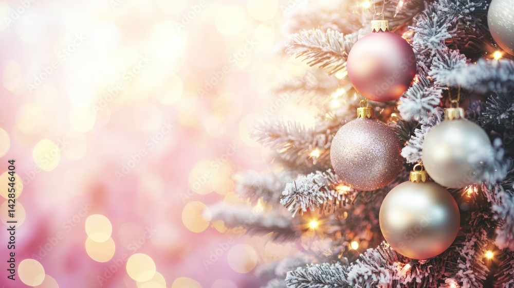 A sparkling Christmas tree with glamorous ornaments and soft lights A sparkling Christmas tree with glamorous ornaments and soft lights