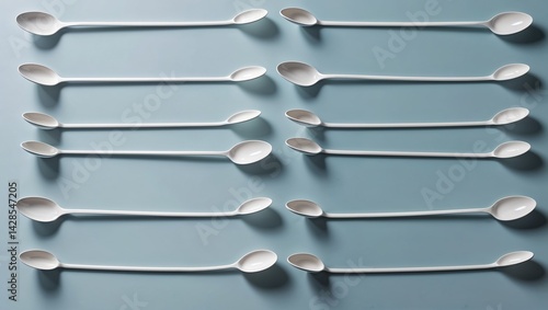 set of white spoons on a clean background