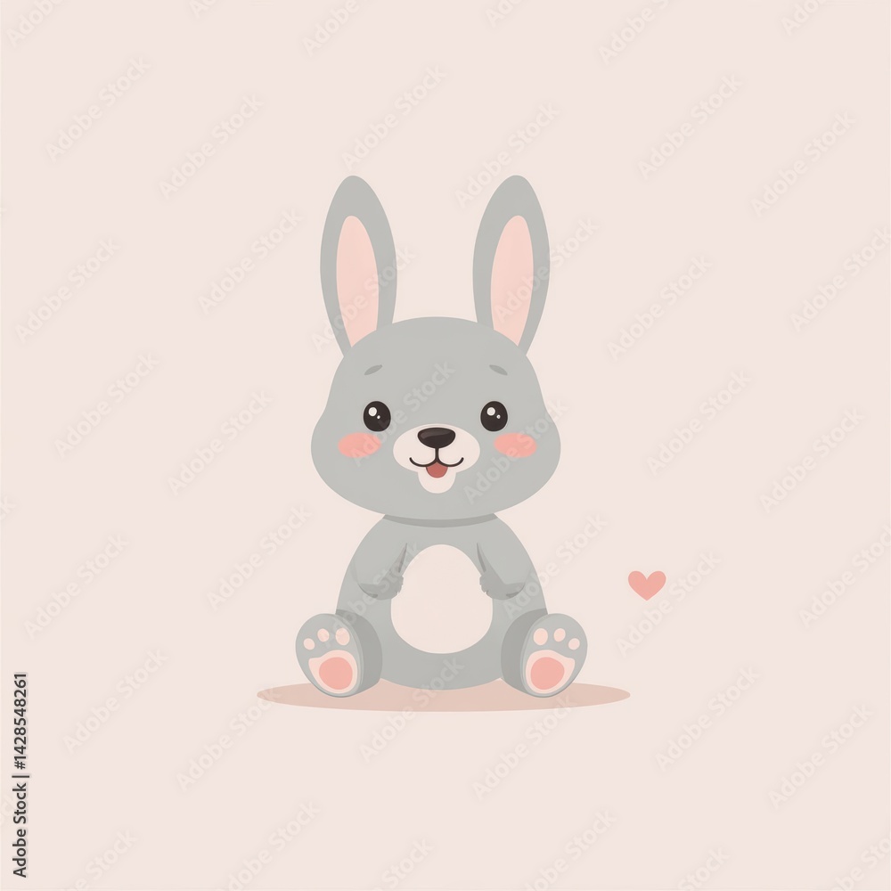 Cute gray bunny with a charming smile surrounded by playful elements in a soft pastel setting Generative AI Cute gray bunny with a charming smile surrounded by playful elements in a soft pastel setting Generative AI