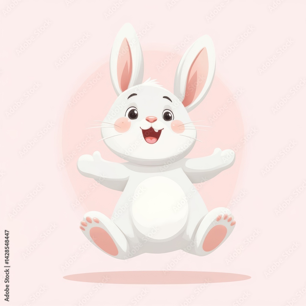 Happy cartoon rabbit springing joyfully against a soft pastel background captures the essence of cheerfulness and innocence Generative AI Happy cartoon rabbit springing joyfully against a soft pastel background captures the essence of cheerfulness and innocence Generative AI