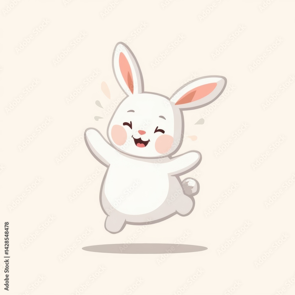 Cute white bunny happily jumping in a soft pastel background, capturing the joy of a playful moment in the sun Generative AI Cute white bunny happily jumping in a soft pastel background, capturing the joy of a playful moment in the sun Generative AI