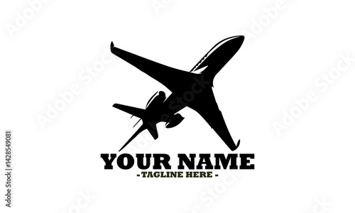 illustration of a modern private jet ascending with stylized motion lines indicating speed and power. Transportation concept private jet, private jet vector and private jet logo design