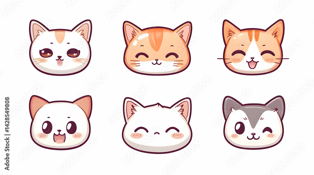 Obraz premium Cute Cat Faces Collection