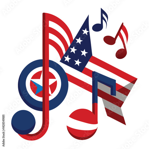 American patriotic music set shilhotee vector isolated on white background