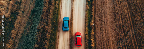 petrol cars being driven on wide rough roads and field