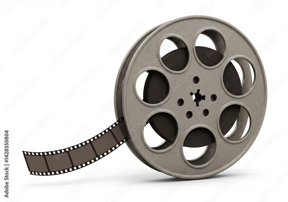Fototapeta premium Grey Metal Film Reel with Film Strip