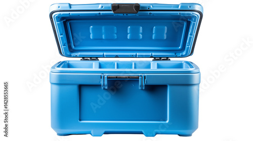 Durable Blue Cooler Box with Open Lid,  Blue Cooler with Secure Black Latch, Portable Cooling Box