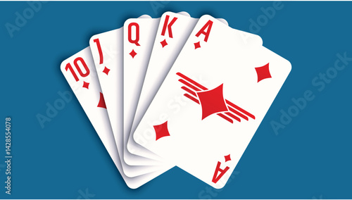 Royal Flush Diamond Playing Cards Illustration