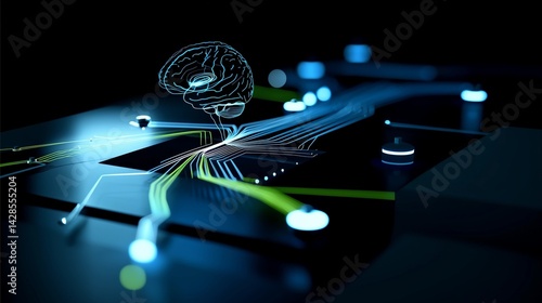 Futuristic AI analyzing bra...