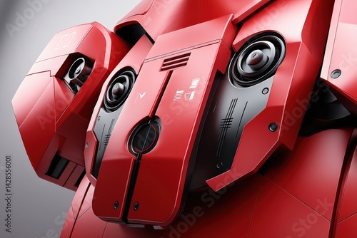 Obraz na płótnie Futuristic Red Mechanical Design with Advanced Technology Elements w salonie
