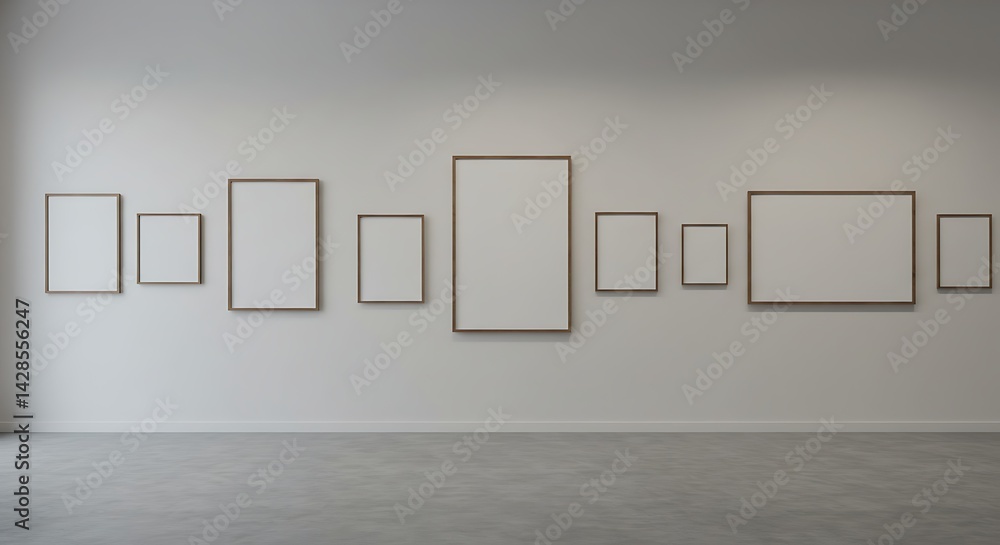Empty White Frames on a Gallery Wall Empty White Frames on a Gallery Wall