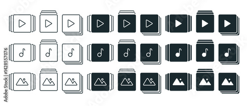 Image video music playlist icon. illustration vector