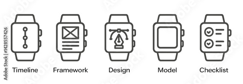 Icons representing various concepts displayed in inline style for design and organization purposes