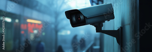 Obraz na płótnie Modern surveillance camera in a public area. w salonie